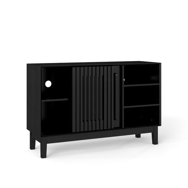 English Elm 47.3" Fluted Farmhouse Sideboard with Solid Wood Feet and Open Shelving for Dining Rooms W1801P428581