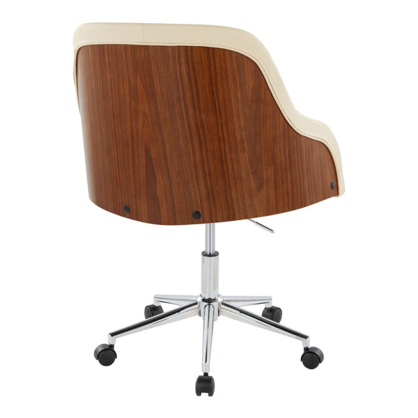 English Elm Task Chair with Chrome Five Star Base Grey Fabric Seat for Modern Home Office Use Chrome,Cream,Walnut B202P474174