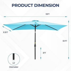 English Elm 6.5 X 10 Ft Rectangular Outdoor Patio Umbrella with Crank Tilt Uv Resistant Canopy Turquoise B082P454957