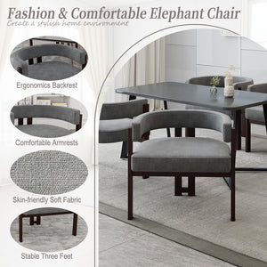 English Elm Modern Chenille Barrel Dining Chair with Padded Foam Seat, Sturdy Metal Legs, 300lb Capacity, Versatile Accent Gray W395P233456