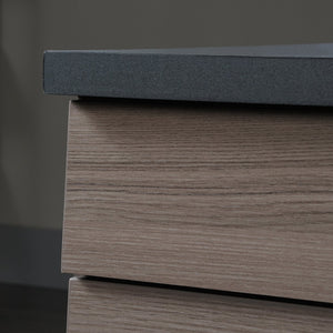 English Elm Executive Desk - Modern Brown Finish With Ample Workspace, Smart Storage & Durable Metal Base B356P402792