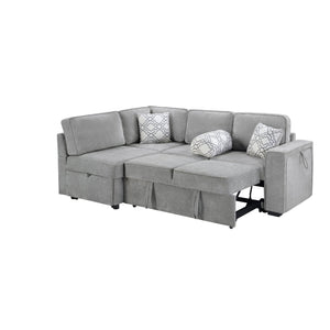 English Elm Convertible Sectional Sofa Bed with Dual Pull-Out Sleepers, Flip-Top Table, USB Ports & Storage Light Gray N719S002090E