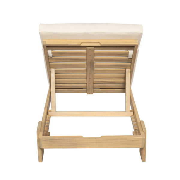 English Elm Christopher Knight Home® - Outdoor Acacia Wood Chaise Lounge with Adjustable Backrest, Water-Resistant Cushions, Durable Hardwood Frame Beige,Teak N772P262628B