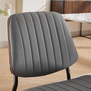 English Elm A&A Furniture Dining Chairs Set Of 2 - Mid-Century Modern Ergonomic Gray Pu Upholstered Seats W1143P191787