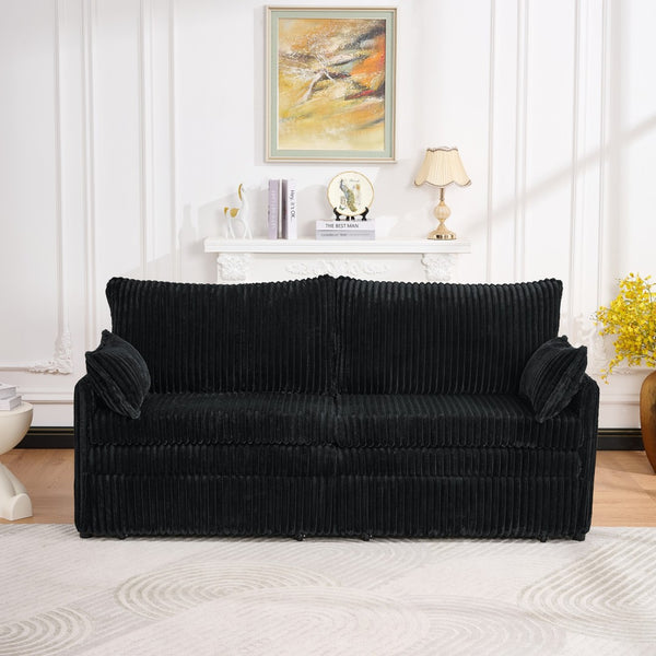 English Elm 73"convertible Corduroy Sleeper Sofa with Usb Port and Side Pocket for Studio Apartments Black W3373P405038