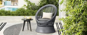 English Elm Christopher Knight Home® - 26.7" Modern Swivel Wicker Lounge Chair with Weather-Resistant PE Rattan, Iron Frame, Plush Cushion Comfort Gray N767P237032B