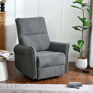 English Elm 270° 270° Power Swivel Recliner Chair with USB Ports, 30° Rocking, 95–150° Recline for Small Spaces Dark Gray W1028S00050