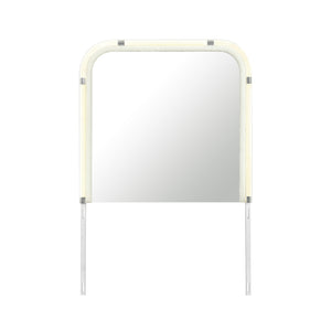 English Elm Nora Beige LED Dresser Mirror - Large Contemporary Solid Wood & MDF Frame, Rounded Edges, Attaches B201P409562