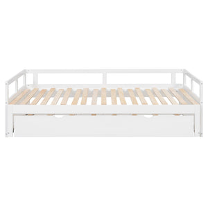 English Elm Extending Twin Daybed with Pull Out Trundle Solid Pine Wood Frame Guest Room N708P336535K