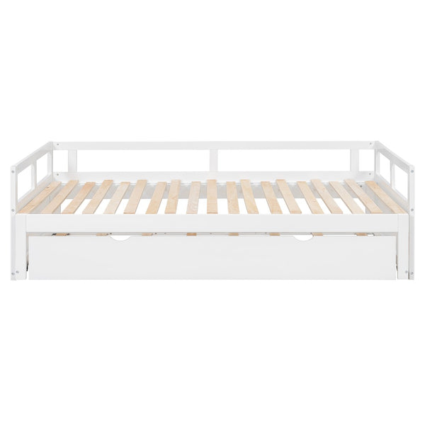 English Elm Extending Twin Daybed with Pull Out Trundle Solid Pine Wood Frame Guest Room N708P336535K