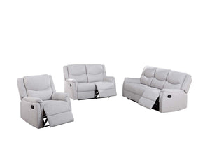 English Elm Single Manual Recliner Chair Woven Burlap Fabric Padded Arms Living Room Comfort Off White B089P240482