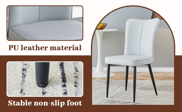 English Elm Table Modern Black Marble Mdf Dining Set With 6 Light Gray Pu Chairs - Stylish, Durable, Comfortable W1151S02528-GIGA