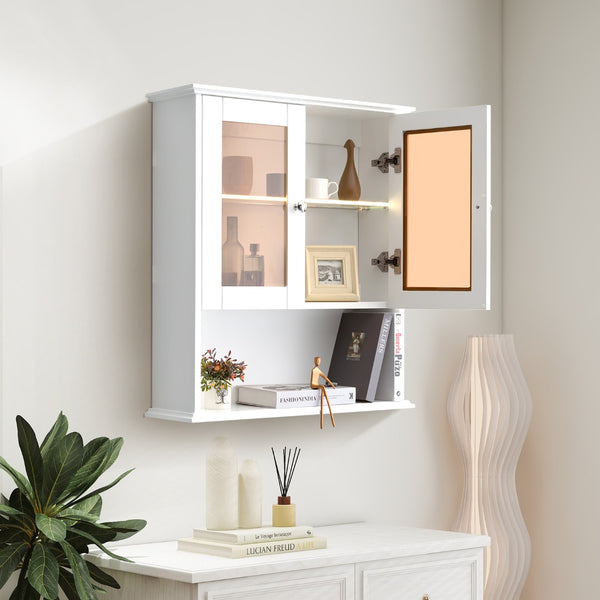English Elm Upgraded Wall Mounted Bathroom Cabinet Mdf Over Toilet Storage with Soft Close Doors White T3785P356591