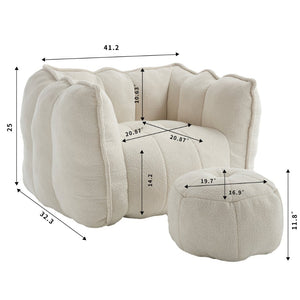 English Elm Soft Bean Bag Chair With High-Resilience Foam Chips & Footstool – Ideal For Gaming, Reading, Relaxing W1996P309477-GIGA