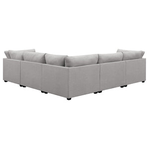 English Elm Lafayette Six Piece Modular Sectional with Feather Down Cushions and Storage Ottoman B062S01446