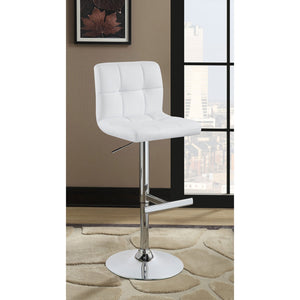 English Elm Lenny White Upholstered Adjustable Bar Stool Set of 2 — Plush Leatherette, Armless Comfort, Sleek Elegance B062P344919
