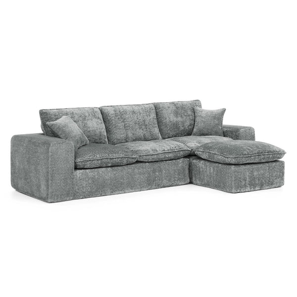 English Elm 107'' Boucle L-shaped Sectional with Reversible Chaise Deep Foam Seat Living Room Grey W1413S00165