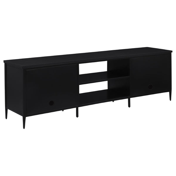 English Elm Kenneth Wide Format Tv Stand with Rattan Doors and Open Shelving for Living Rooms B062P440086