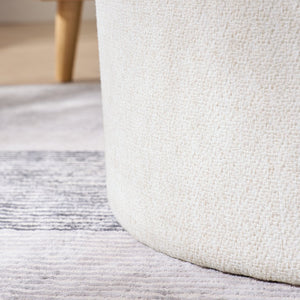 English Elm 2-Piece Round Chenille Storage Ottoman Set with Hidden Compartment and Sturdy MDF Top for Home Decor Beige W487P179601