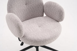 English Elm Boucle Bouclé Fabric Office Chair with Ergonomic Curved Back & Armrests, 360° Swivel, Stable Base Gray T3903P373043
