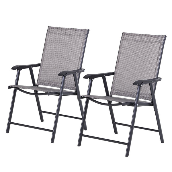 English Elm Outsunny Set Of 2 Stackable Outdoor Folding Chairs - Portable Sling Design For Lawn, Beach, Camping W2225P217110-GIGA
