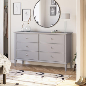 English Elm Valencia Seven Drawer Wide Dresser Dual Tone Laminate Matte Black Pulls Bedroom B2733S00011