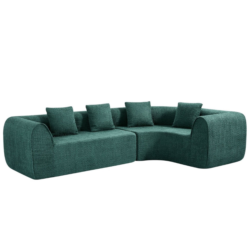 English Elm 110" Curved Modular Sectional Sofa Low Profile Foam Cushions for Contemporary Living Blue,Green N767P366011G