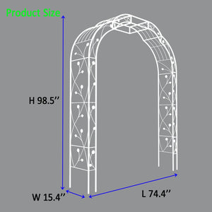 English Elm Metal Garden Arch Powder Coated Steel Trellis for Climbing Roses Outdoor Weddings Cream White W1586P268771