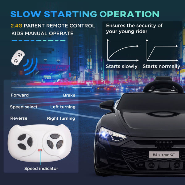 English Elm Aosom Licensed Audi 12v Electric Ride on Toy Car with Remote Suspension and Lights Black W2225P229675