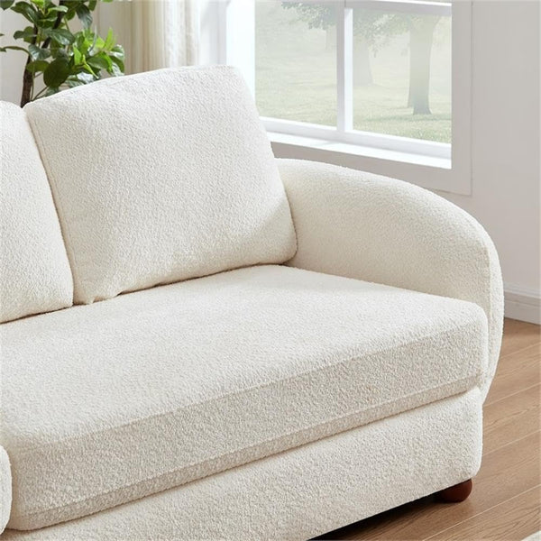 English Elm Ashcroft Furniture - Paton Plush Boucle Sofa with Machine-Washable Covers, Water-Resistant Durable Fabric, 4-Seater Comfort Cream B183S00047