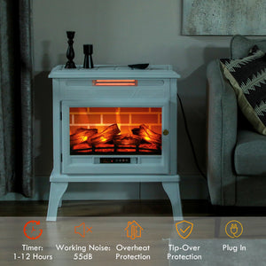 English Elm Homcom 24" Electric Fireplace Stove With Remote, 3D Flame, Adjustable Heat & Safety Features, White W2225P249850