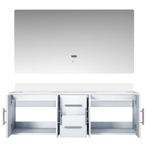 English Elm Glossy Double Bath Vanity 60 in with Cultured Marble Top, Soft-Close Drawers, LED Mirror, Durable Finish B2731S00775