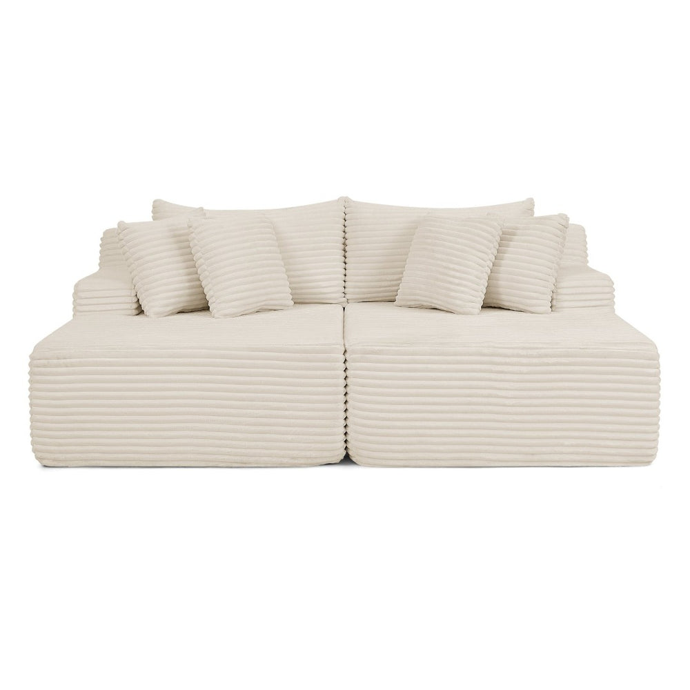English Elm Two-Seater Lazy Lounge Chair - Plush Velvet Sofa For Cozy Living Rooms, No Assembly Needed - Beige W487S00380-GIGA