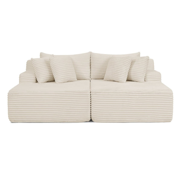 English Elm Two-Seater Velvet Lounge Chair - No Assembly Modern Soft Sofa For Living Rooms & Bedrooms, Beige W487S00349-GIGA