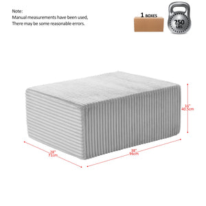 English Elm Ottoman Corduroy Upholstered Modular Seat with High-Resilience Foam — Compact No-Assembly Comfort Green W848P309953