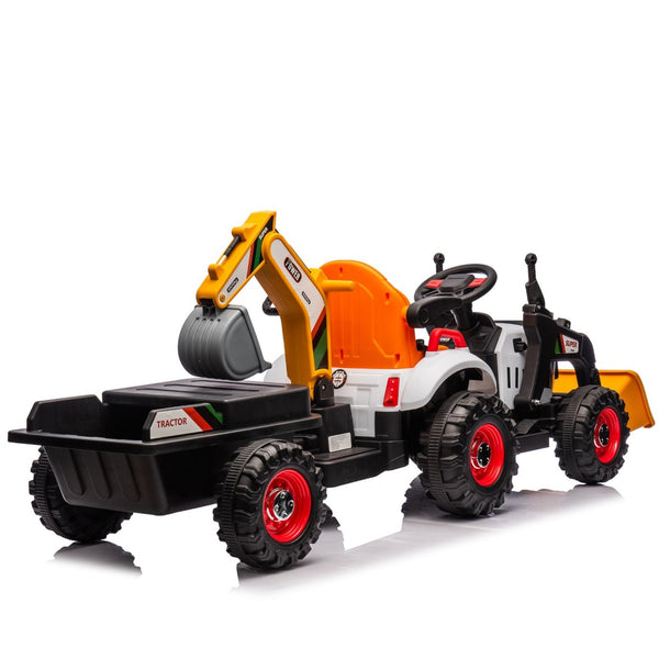 English Elm 24v Kids Electric Ride on Construction Tractor Swivel Seat Remote Control Toy W1578P294833