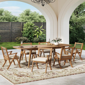 English Elm Christopher Knight Home® - Patio Acacia Wood Dining Chairs Set of 2 with Grey Rope Seats & Cream Waterproof Cushions, 400lb Capacity N768P249344T