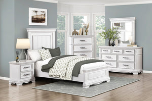 English Elm Charming White Wood 2-Drawer Nightstand with Black Nickel Bar Pulls, Dovetail Drawers & Smooth Glides B011P362595