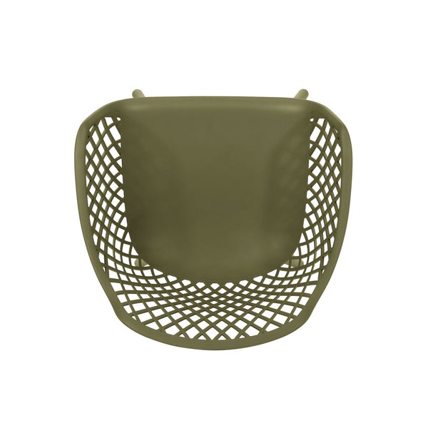 English Elm Poppy Outdoor Dining Chairs Set of 2 Diamond Mesh Geometric Modern Patio Seating Olive Green N776P414399G