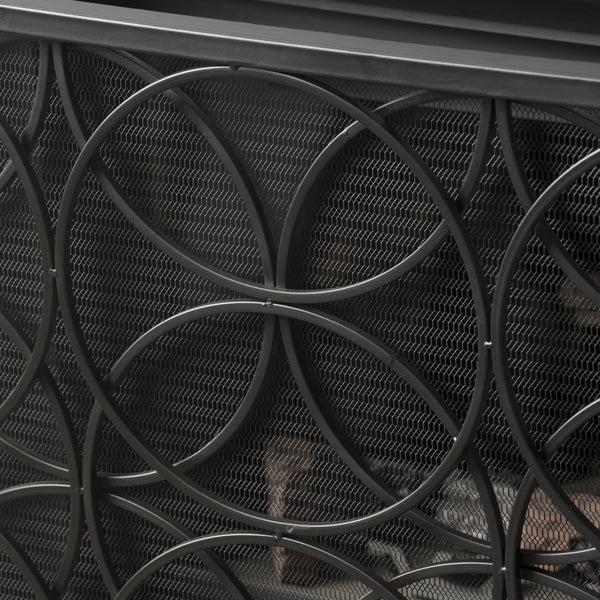 English Elm Fire Screen Handcrafted Iron Geometric Mesh Spark Guard for Modern Living Rooms 61125.00BLK