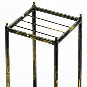 English Elm 17" Gray Stone Slab 2 Tier Plant Stand – Black & Gold Cast Metal, 3-Clover Top, Durable Powder-Coat Finish B072115990
