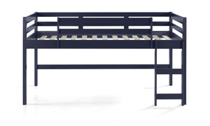 English Elm Lara Twin Loft Bed in Navy Blue Solid Pine with 13 Slat System, Guardrail & Reversible Ladder B2726P277884