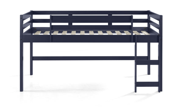 English Elm Lara Twin Loft Bed in Navy Blue Solid Pine with 13 Slat System, Guardrail & Reversible Ladder B2726P277884