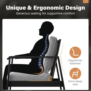 English Elm Set of 2 Outdoor Aluminum Patio Armchairs Rust Proof Frame with Plush Foam Cushions Black+ Gray B082P454983