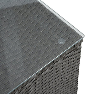 English Elm Patio 7-Piece Pe Wicker Furniture Set With Lounger Sofa, Cushions, And Glass Table For Outdoor Comfort W1703S00029-GIGA