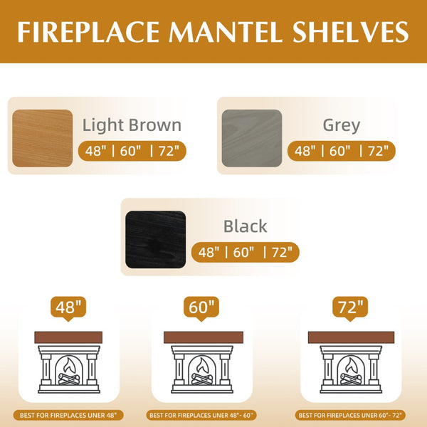 English Elm 60'' Solid Fir Wood Fireplace Mantel Floating Shelf for Farmhouse Living Room Decor Light Brown W2640P386627