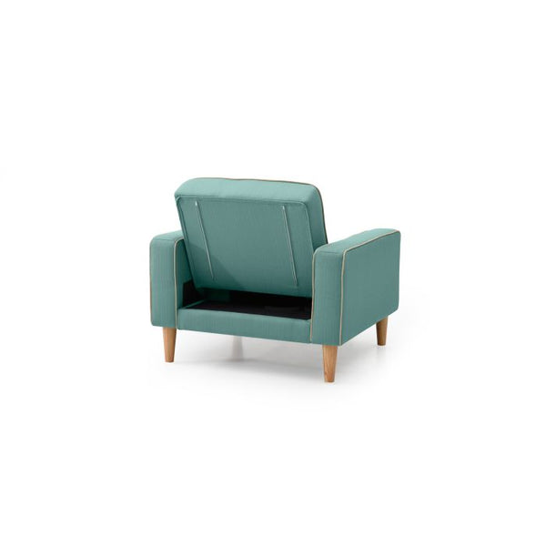 English Elm Contemporary PU Track Arm Chair Bed with Sleek Arms, Space-Saving Convertible Design and Easy Assembly Teal 34 L x 17 W x 12 H B078S00473