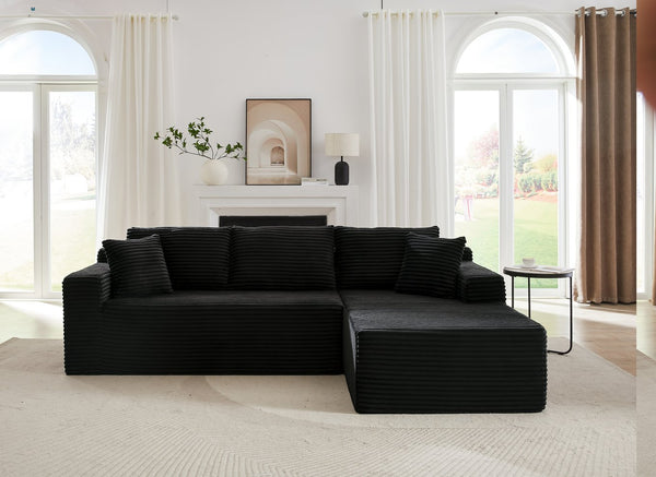 English Elm L-Shaped Modular Cloud Sectional Sofa – No Assembly, Plush Sleeper For Living Room & Bedroom, Black W2339P294920