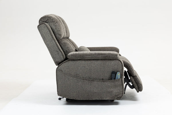 English Elm Oversized Power Lift Recliner Chair with Massage Heating and Usb Charging for Living Room Dark Grey W547S00073