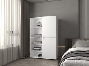 English Elm Tunica Modern Armoire Closet With Sturdy Metal Hanging Rod Durable Engineered Wood Wardrobe Unit White B092S00288